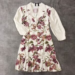 Vintage Cream Floral Long Sleeve Mini Dress